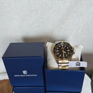 NWT Montres Prestige Men’s Two-tone Gold And Silver Stainless Steel Watch
